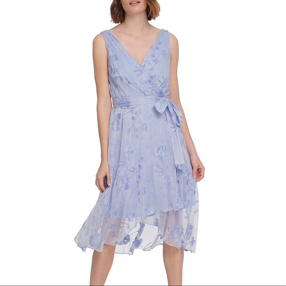 DKNY Crinkle Embroidered Dress - Picture 1 of 6